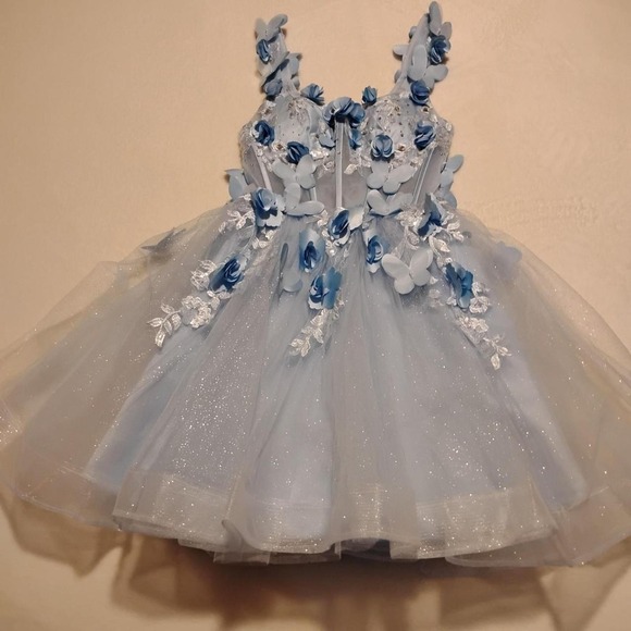 Dresses & Skirts - NWT Blue 3D Butterfly Corset Mini Dress Women's XXS Dress Formal Prom